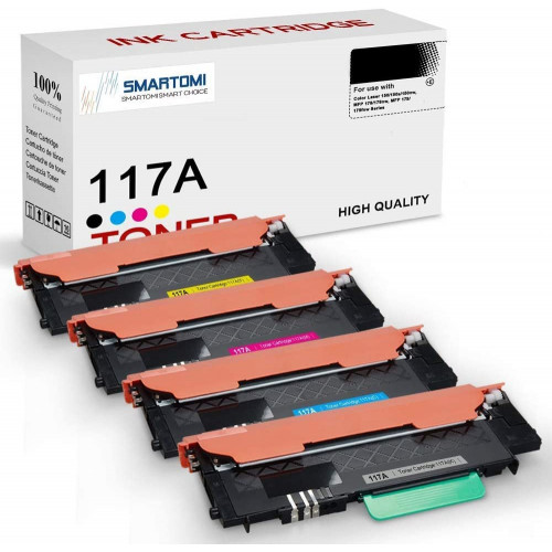 SMARTOMI HP 117A W2070A W2071A W2072A W2073A Kompatible schwarze Tonerkartusche 4er-Pack (Mit Chip)
